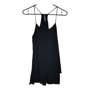 Rhapsodielle Black Sleeveless Spaghetti Strap Blouse Size Small GUC #7166